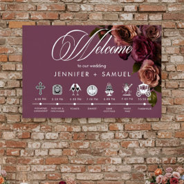 Elegant Moody Soft Rust Burgundy Order of Events Poster