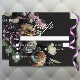 Elegant Moody Twilight Muted Blommigt Bröllop Midd OSA Kort