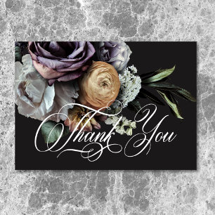 Elegant Moody Twilight Muted Blommigt Bröllop Tack Kort
