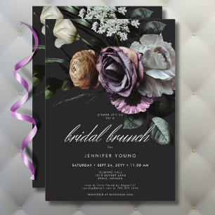 Elegant Moody Twilight Muted Blommigt Möhippa Brun Inbjudningar