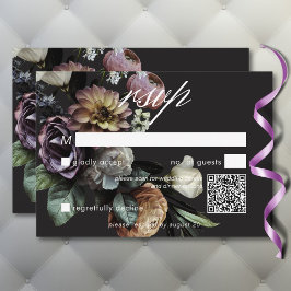 Elegant Moody Twilight Muted Blommigt QR-kod OSA Kort