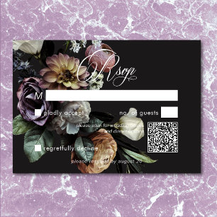 Elegant Moody Twilight Muted Blommigt QR-kod OSA Kort