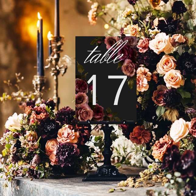 Elegant Moody utmatat rost och Burgundy Blommigt B Bordsnummer (Skapare uppladdad)