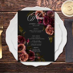 Elegant Moody utmatat rost och Burgundy Blommigt B Meny