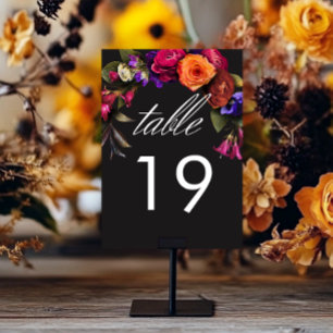 Elegant Moody Vibrant Harvest Blommigt Bordsnummer