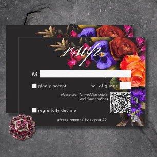Elegant Moody Vibrant Harvest Blommigt QR-kod OSA Kort