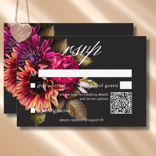 Elegant Moody Vibrant Sunset Blommigt QR-kod OSA Kort
