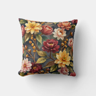 Elegant Moody Vintage Blommig Akvarell Kudde