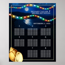 Elegant Moonlit Beach Wedding Bord plan Poster