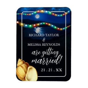 Elegant Moonlit Beach Wedening Spara datum Magnet