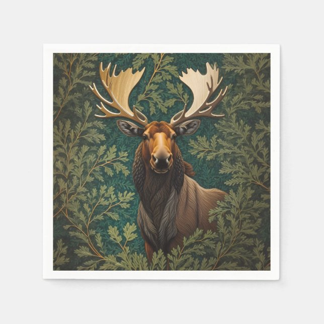 Elegant Moose William Morris Inspired Pappersservett (Framsidan)