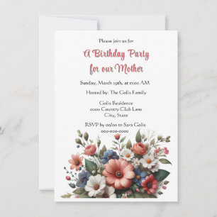 Elegant mor glad födelsedag festinbjudan inbjudningar