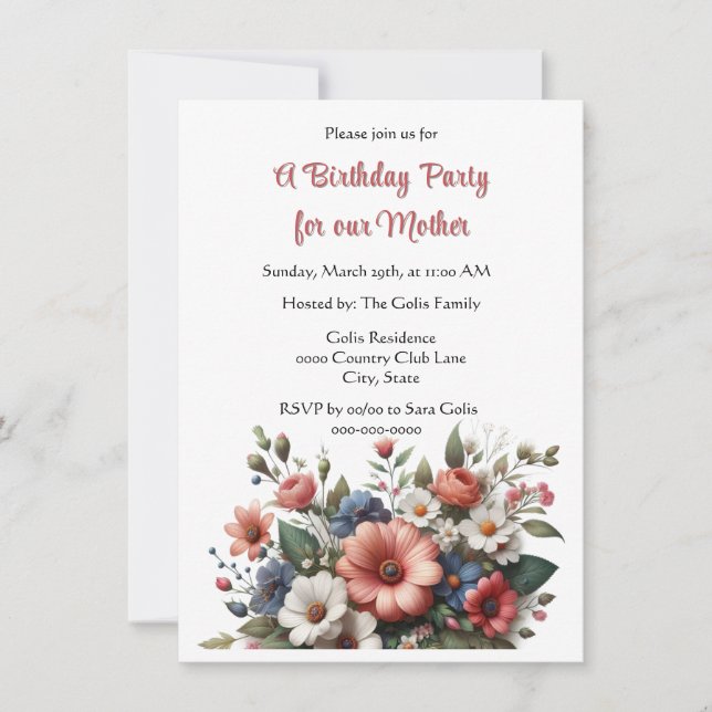Elegant mor glad födelsedag festinbjudan inbjudningar (Framsida)