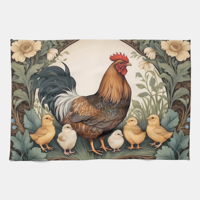 Elegant Mor HEN med Chickar Kökshandduk (Horisontell)