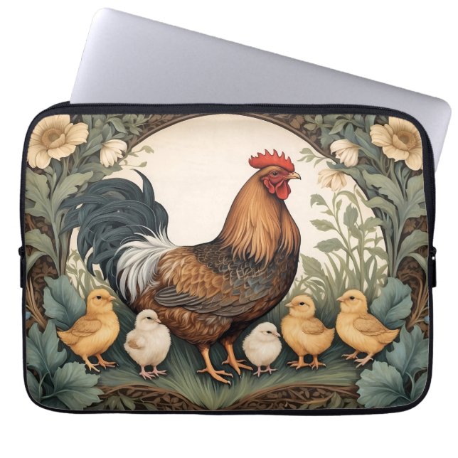 Elegant Mor HEN med Chickar Laptop Fodral (Framsidan)