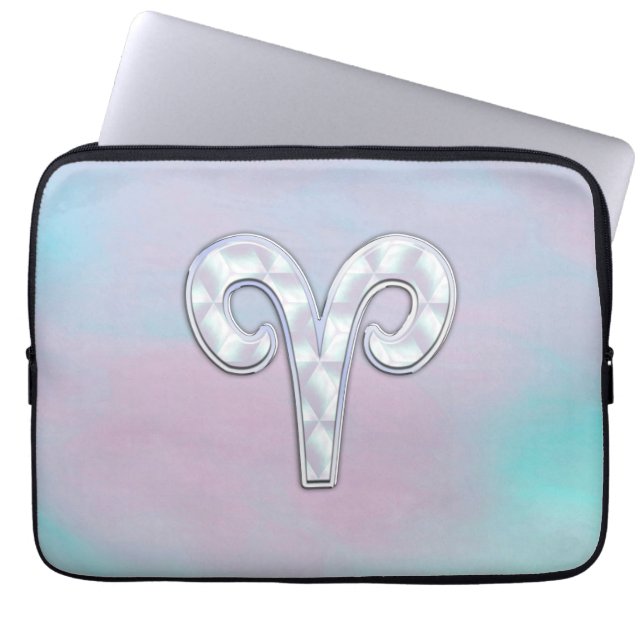 Elegant Mor i Pearl Stil Aries Zodiac Symbol Laptop Sleeve (Framsidan)