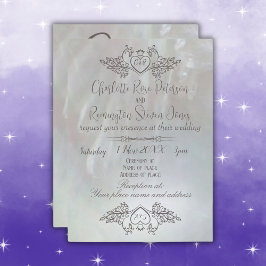 Elegant Mor-of-Pearl Lilac/Grått Bröllop Inbjudningar