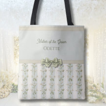 Elegant Mor-till-brudgummen blommiga ränder tote