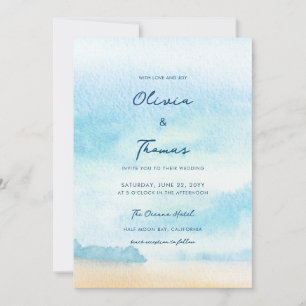 Elegant Morgon Ocean Mist Seafront Beach Wedding Inbjudningar