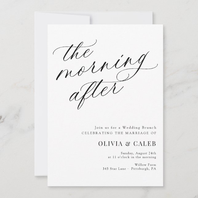 Elegant morgonen efter Bröllop Brunch Inbjudningar (Framsida)