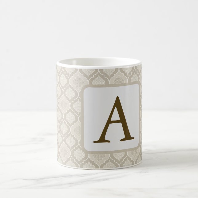 Elegant morisk gittermönster i neutrala toner kaffemugg (Center)