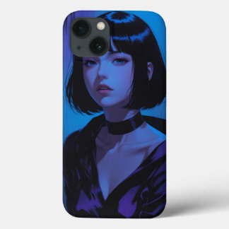 Elegant Mörk Aesthetic Anime Fodral - Blue Glow Ar