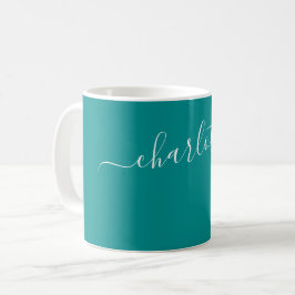 Elegant mörk akvafärg Modernt Namn Personligt Kaffemugg