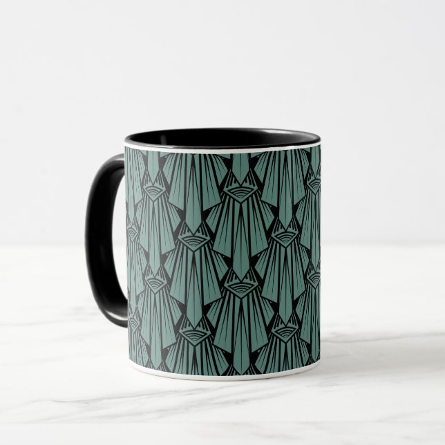 Elegant mörk art deo abstrakt geometric inslag mugg (Framsida vänster)