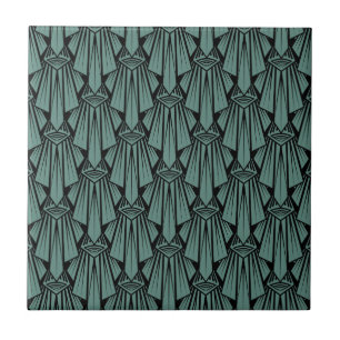 Elegant mörk art deo abstrakt geometrisk inslag kakelplatta
