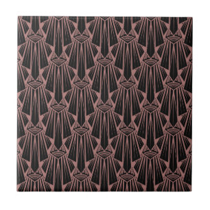 Elegant mörk art deo abstrakt geometrisk inslag kakelplatta