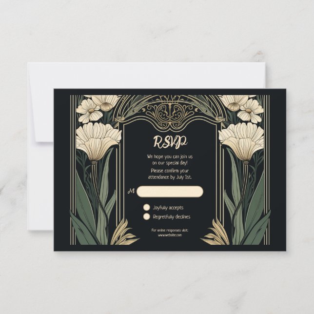 Elegant Mörk Art nouveau OSA kort (Framsida)