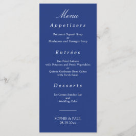 Elegant Mörk blått Bröllop Menu Meny