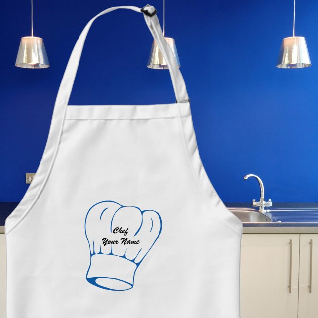 Elegant Mörk blått Chef's Hat Manar Förkläde (Cook in style and with a sense of humor with our fun customizable apron. )