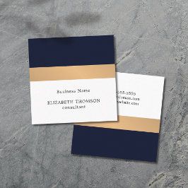Elegant Mörk blått Faux Guld Rand konsult Fyrkantigt Visitkort