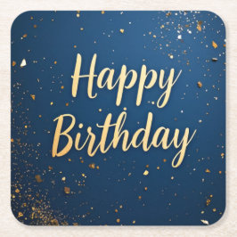Elegant Mörk blått Guld födelsedag Papper Underläg Underlägg Papper Kvadrat