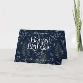 Elegant Mörk blått Lily of the Valley Birthday Car Kort