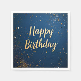 Elegant Mörk blått och Faux Guld födelsedag Pappersservett