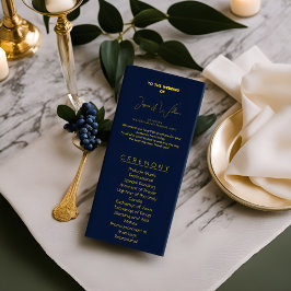 Elegant Mörk blått och guld Bröllopsprogram-klass Program