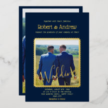 Elegant Mörk blått och GULD - homosexuella bröllop