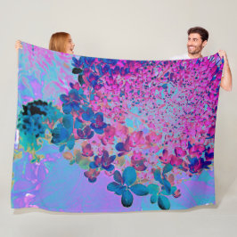 Elegant Mörk blått och Magenta Limelight Hydrangea Fleecefilt