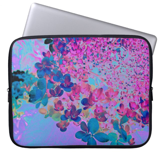 Elegant Mörk blått och Magenta Limelight Hydrangea Laptop Fodral (Framsidan)