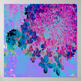 Elegant Mörk blått och Magenta Limelight Hydrangea Poster