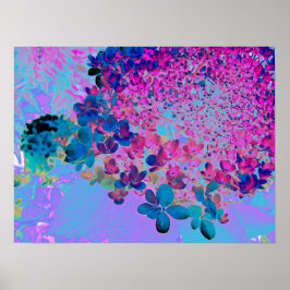 Elegant Mörk blått och Magenta Limelight Hydrangea Poster