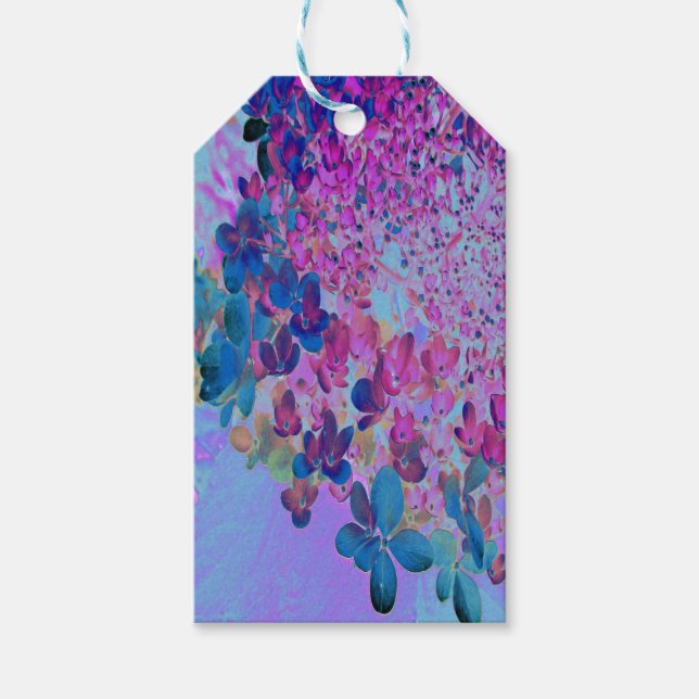 Elegant Mörk blått och Magenta Limelight Hydrangea Presentetikett (Framsidan)