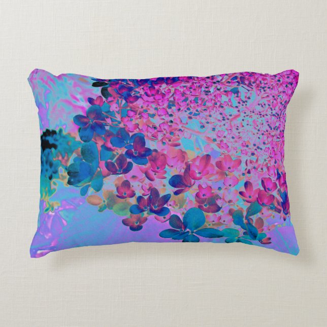 Elegant Mörk blått och Magenta Limelight Hydrangea Prydnadskudde (Framsidan)