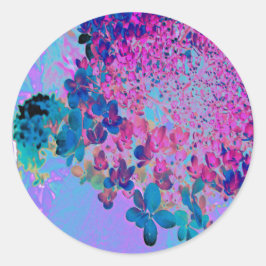 Elegant Mörk blått och Magenta Limelight Hydrangea Runt Klistermärke