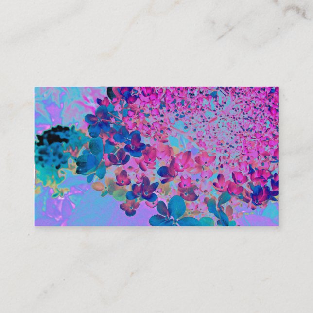 Elegant Mörk blått och Magenta Limelight Hydrangea Visitkort (Framsida)
