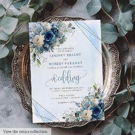 Elegant, Mörk blått Ro, Bröllop vid Ram vid vid Si Inbjudningar