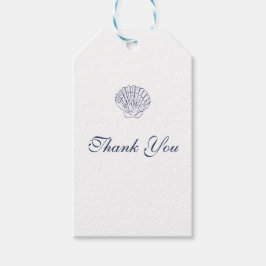 Elegant Mörk blått Snäckan Bröllop Tack Presentetikett