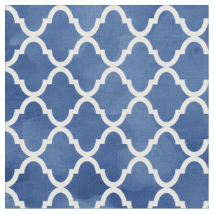 Elegant mörk - blåttvattenfärgQuatrefoil mönst Tyg